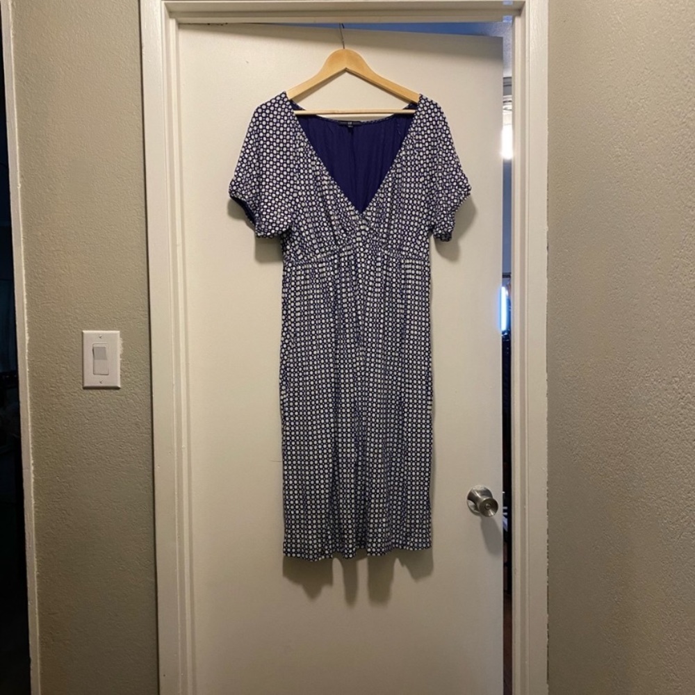 Gap Polka Dot Puffed Balloon Short Sleeve Midi Dress